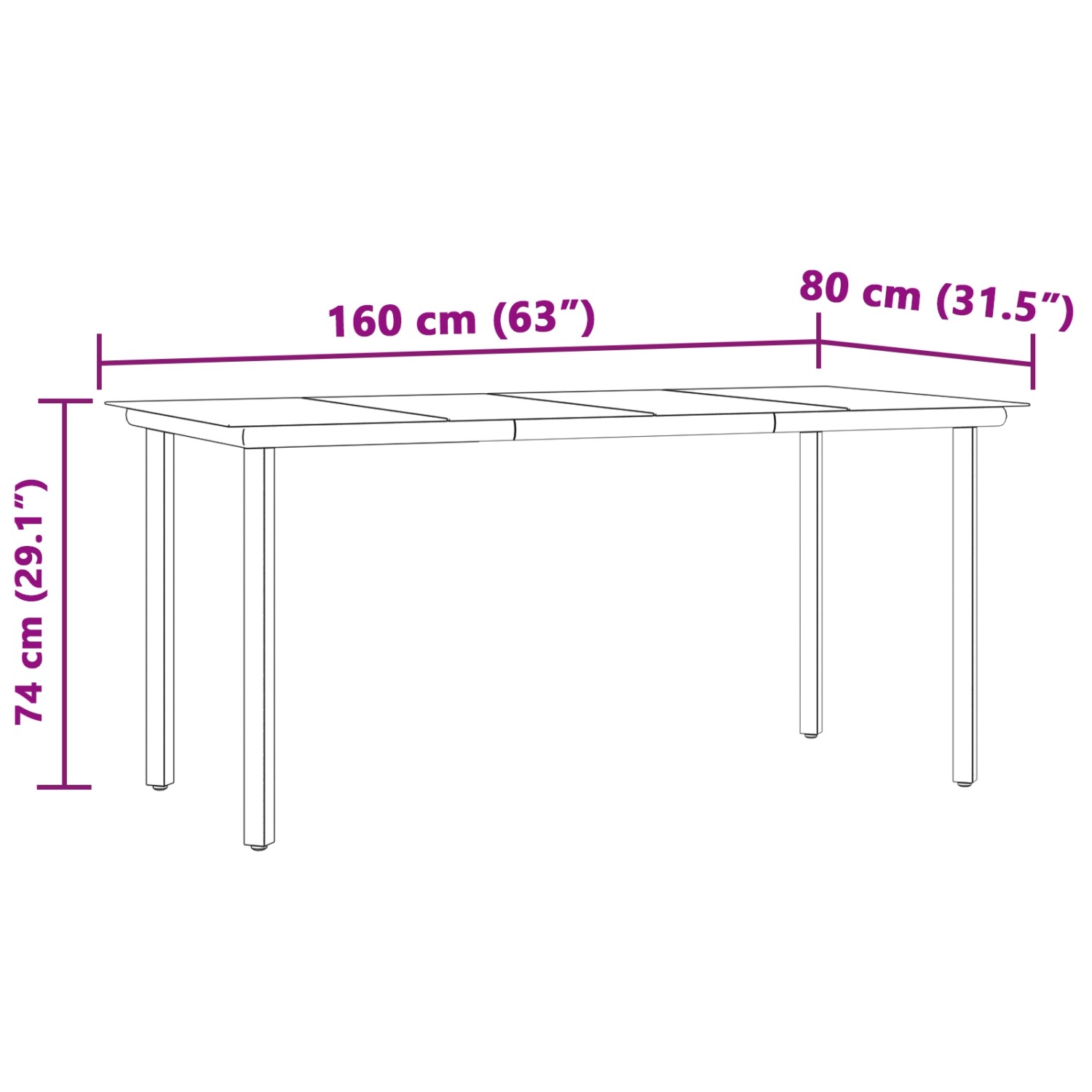 vidaXL Garten Essgruppe, 5-teilig, beige, Poly Rattan, rechteckiger Gartentisch mit Maßen.