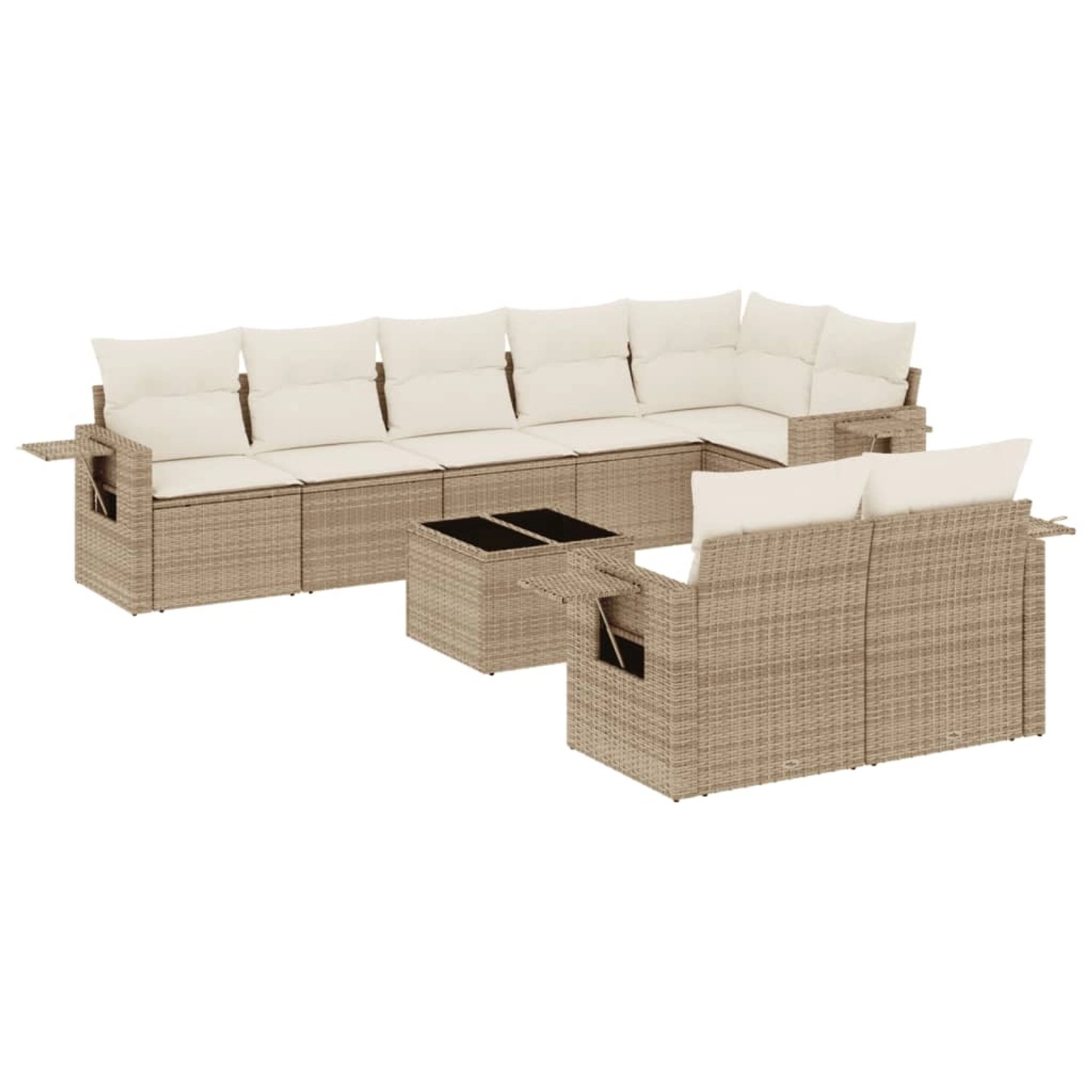 vidaXL 9-Tlg Garten-Sofagarnitur mit Kissen Beige Poly Rattan 3252765 günstig online kaufen