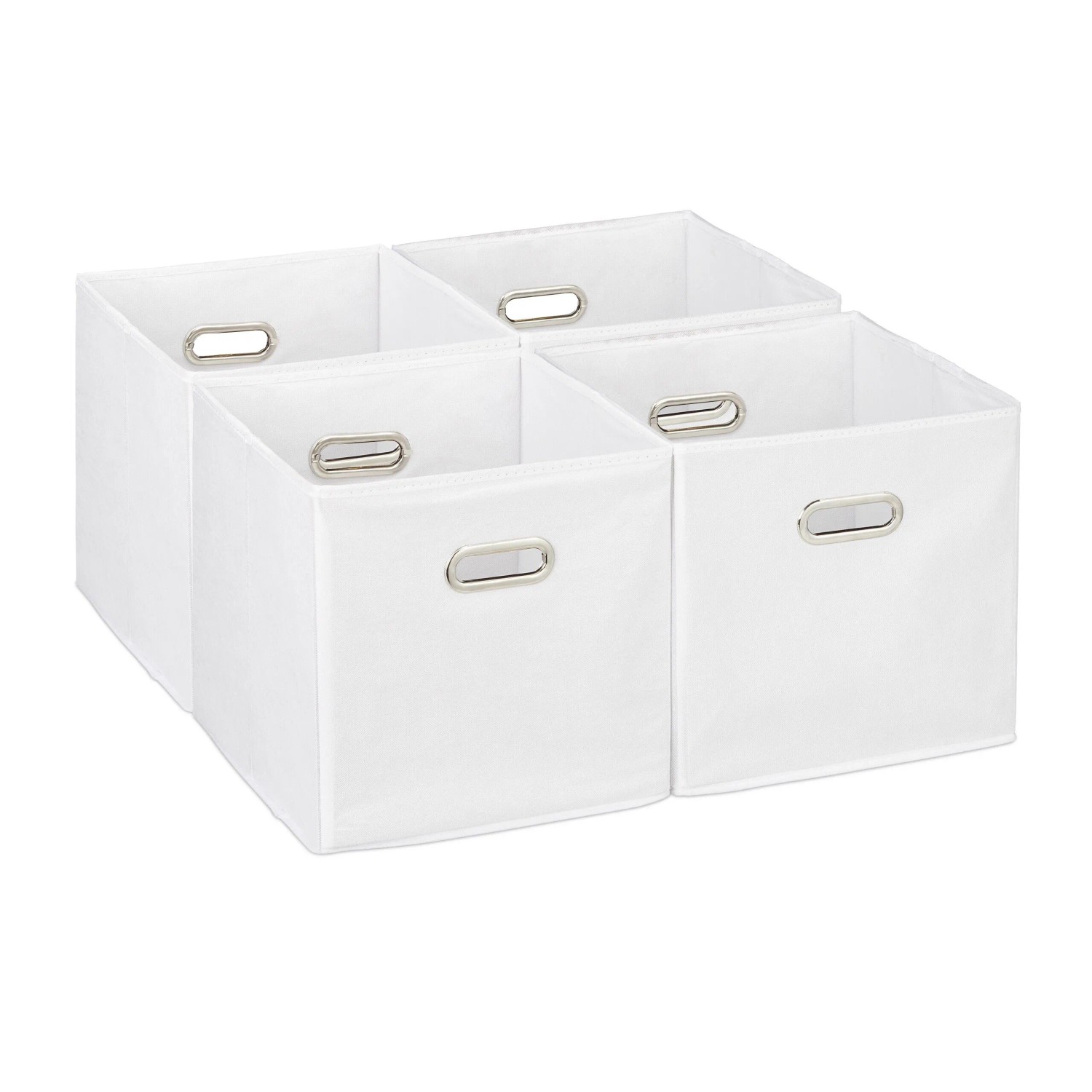 Relaxdays Aufbewahrungsbox 4er Set Polyester Weiß Faltbar 30 cm x 30 cm x 30 cm