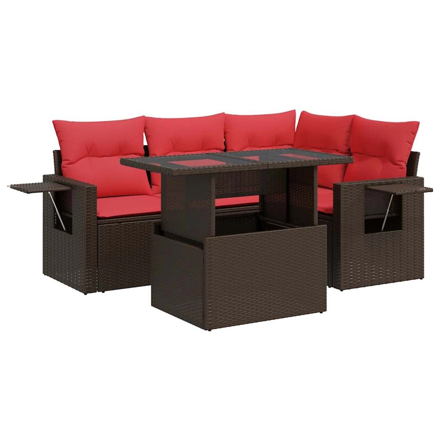 vidaXL 5-Tlg Garten-Sofagarnitur mit Kissen Braun Poly Rattan Akazie 332647 günstig online kaufen