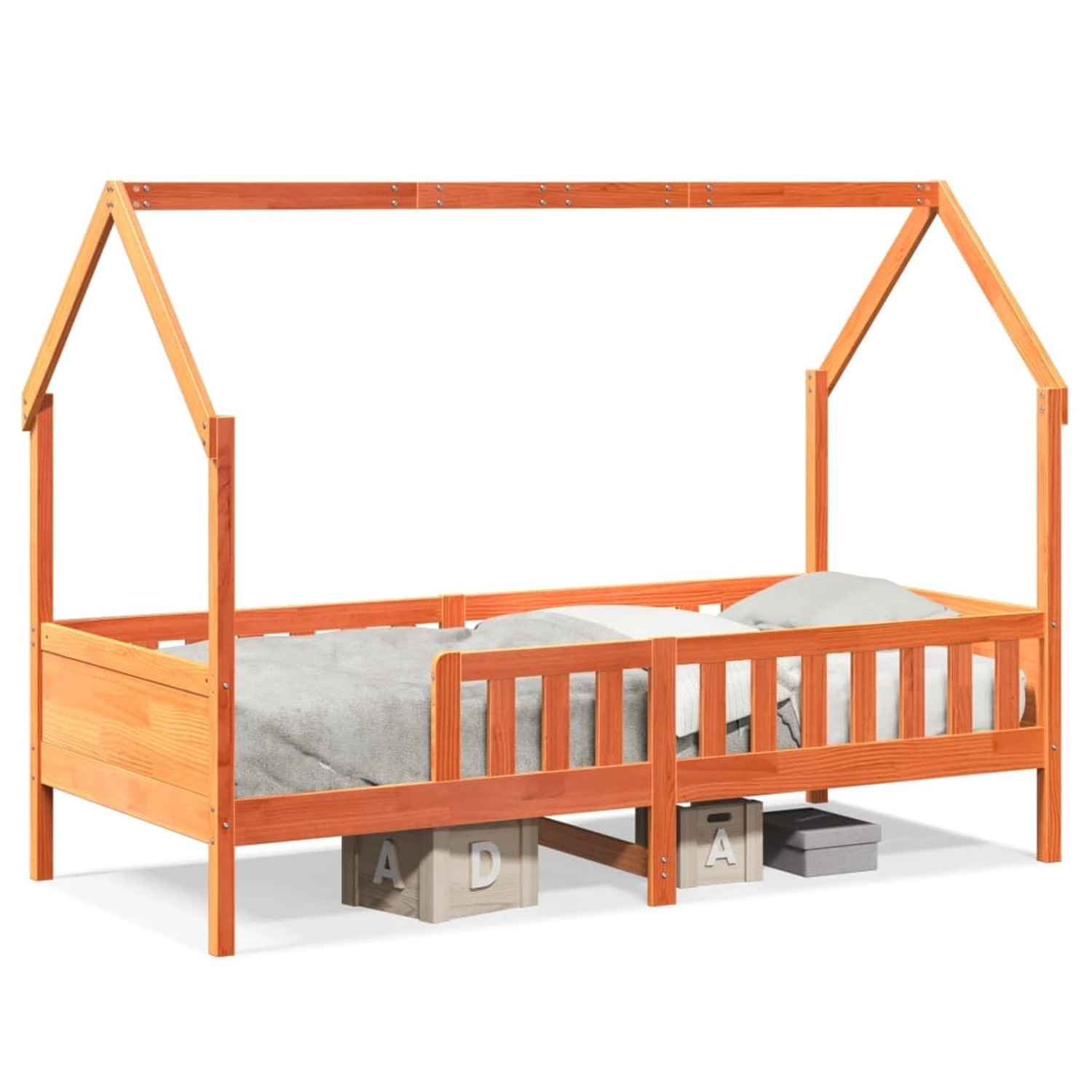 vidaXL Kinderbett Hausbett Wachsbraun 90x200 cm Kiefer2098373 günstig online kaufen