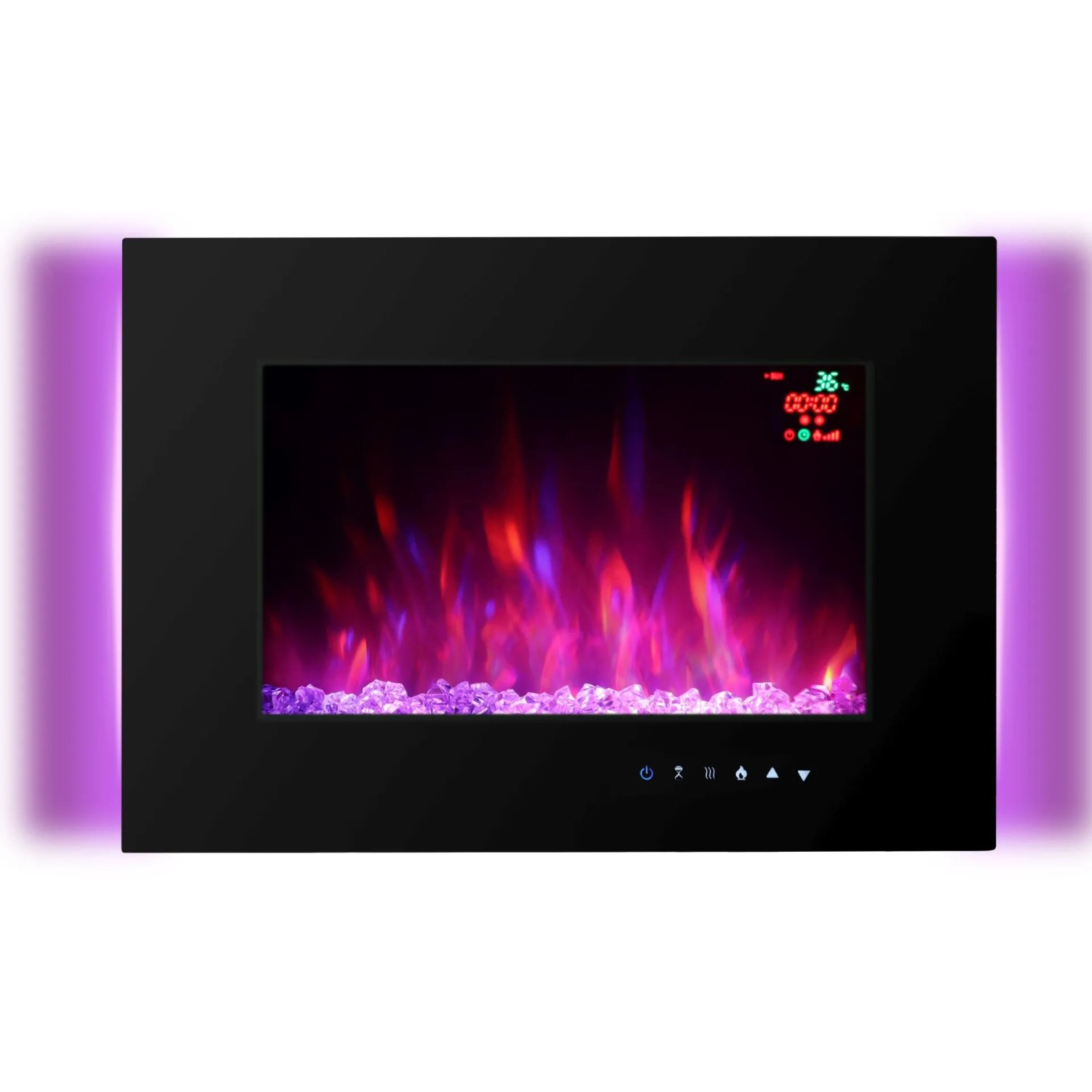 El Fuego Elektrokamin Aarau II, schwarz, mit Flammeneffekt und LED-Beleuchtung.