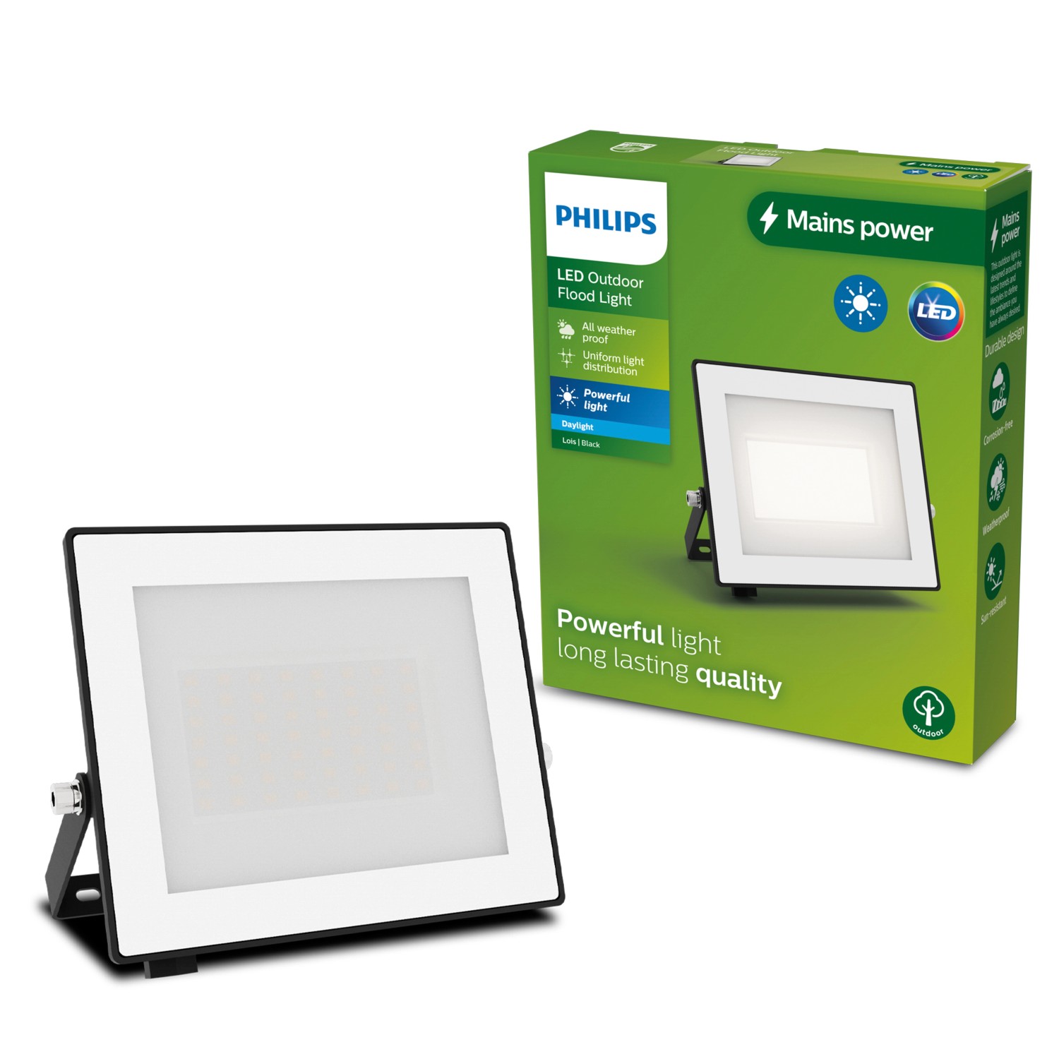 Philips Outdoor Flutlicht Lois 5.000 K 2.850 lm Schwarz