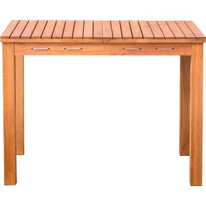 Rechteckiger, brauner Merxx Gartentisch (100x60 cm) aus Holz für den Außenbereich.