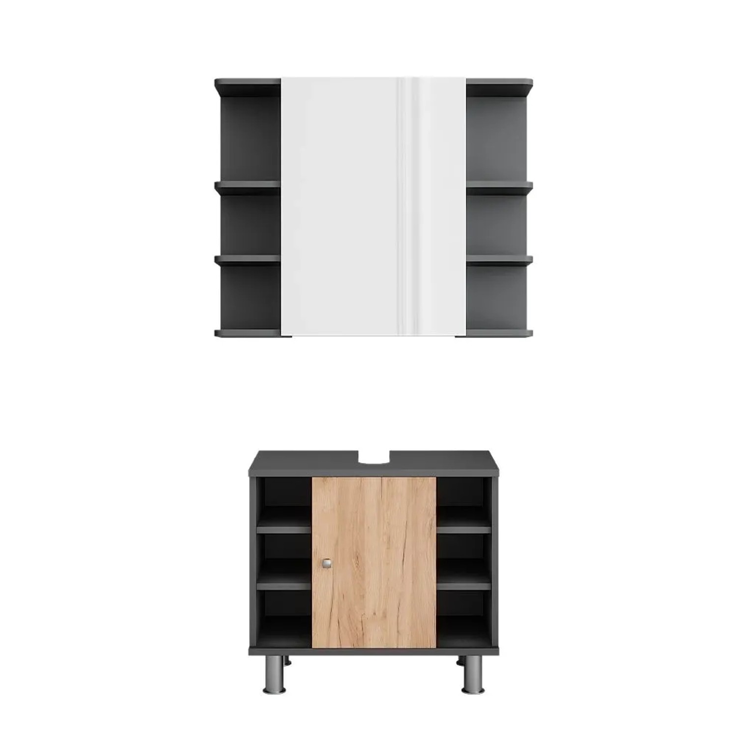 Vicco Badmöbel-Set Fynn Anthrazit/Goldkraft Eiche 60 x 54 2-teilig
