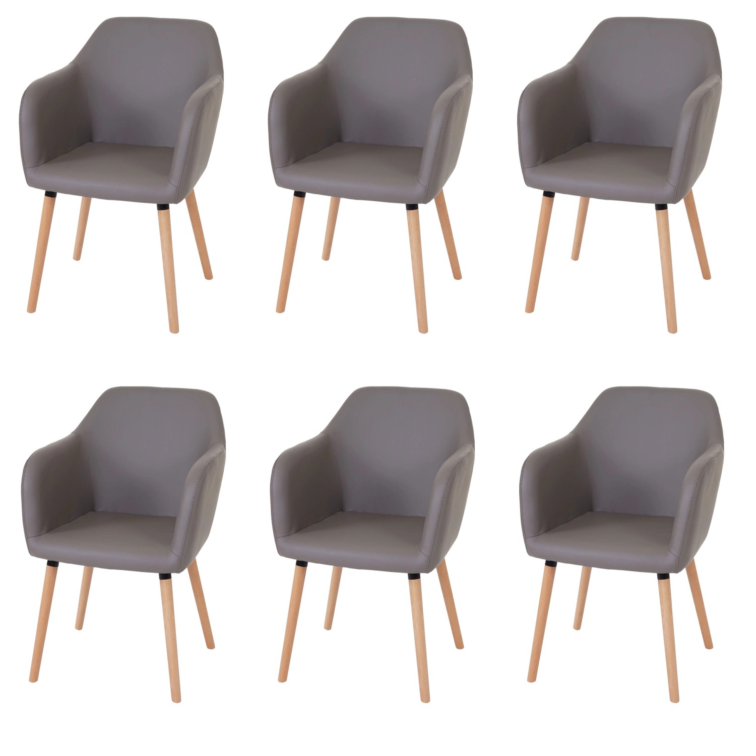 MCW Esszimmerstuhl Vaasa T381 6er-Set Kunstleder Taupe-Grau Helle Beine günstig online kaufen