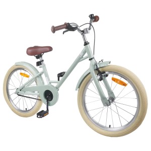 Hellgrünes 20-Zoll-Kinderfahrrad für 6- bis 11-Jährige mit braunem Sattel und Griffen.
