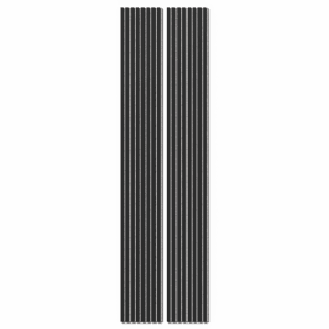 Zwei schwarze Akustikpaneele mit grauen Filzstreifen für Wand und Decke.