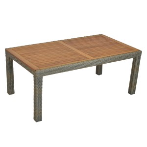 Merxx Gartentisch, 100x180 cm, Akazie/Kunststoffgeflecht, rechteckiger Esstisch für Garten und Terrasse.