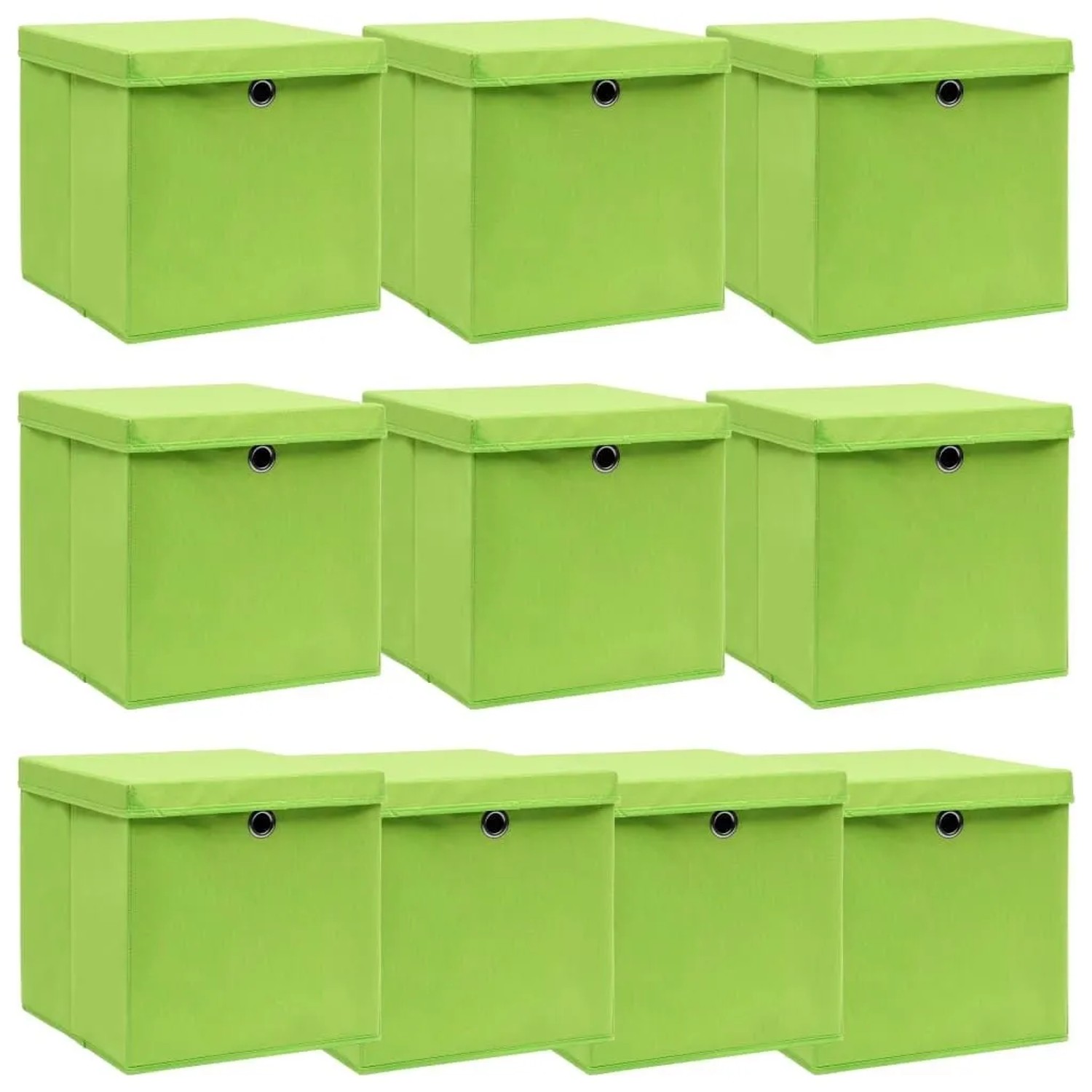 vidaXL Aufbewahrungsboxen mit Deckeln 10 Stk Grün 32x32x32 cm Stoff 288372
