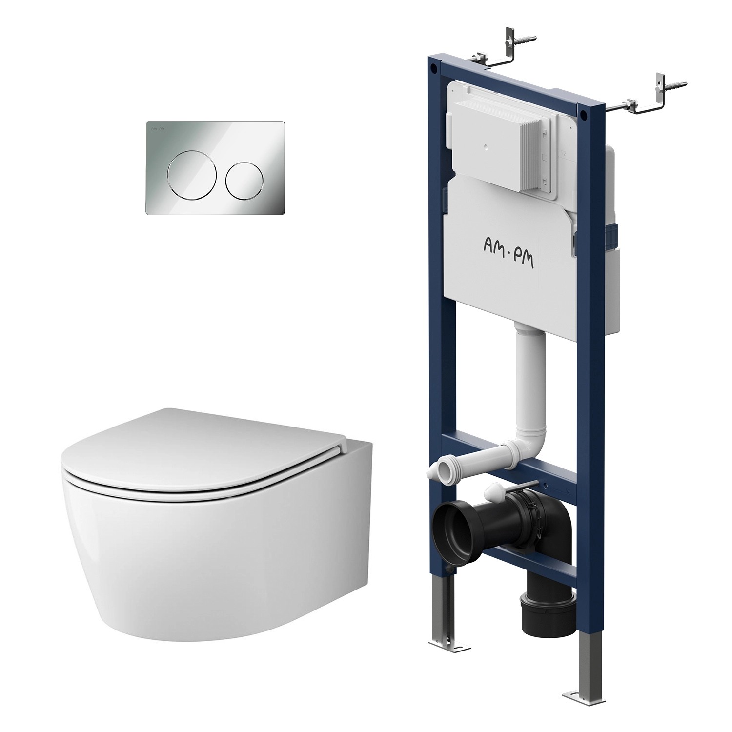 AM.PM WC Set: Wand-WC + Vorwandelement + Drückerplatte Toilette mit Spülkas günstig online kaufen