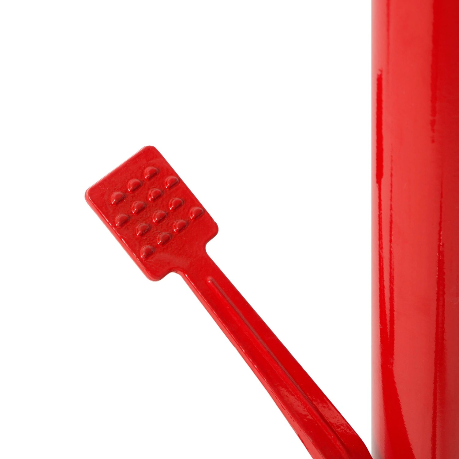 Detailaufnahme: Rotes Fußpedal des EBERTH Getriebehebers zum Anheben von Lasten bis 500kg.