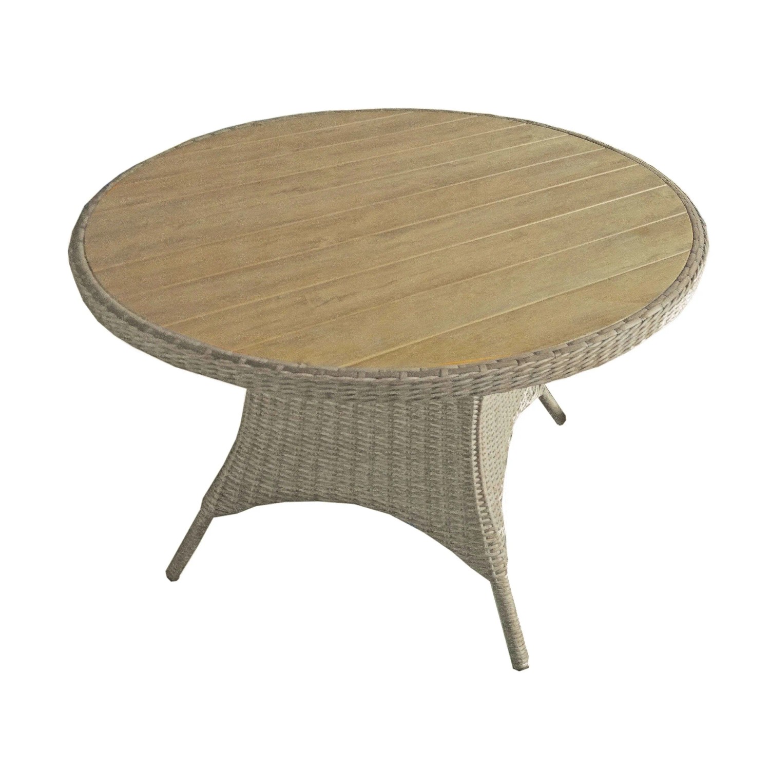 DELUKE Gartentisch CITIES Rund Teak-Look Kunststoff IngwerBraun 100x100x73cm Terrassentisch Wetterfest Outdoor Tisch