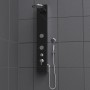 Schütte Glas-Duschpaneel in Anthrazit mit Kopf-, Handbrause und Massagedüsen.