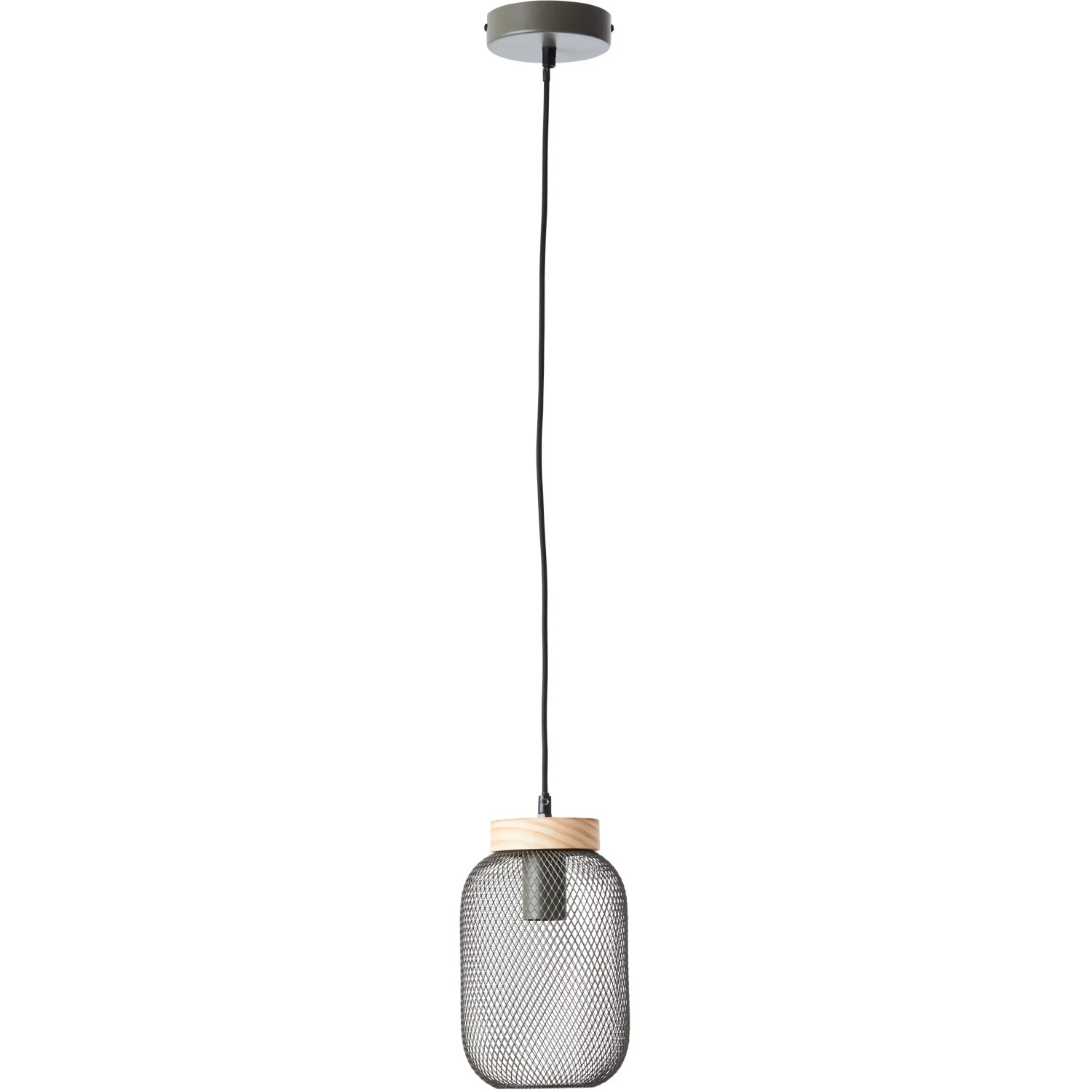 Olivgrüne Brilliant Pendelleuchte Giada, Ø 16 cm, mit modernem Gitterdesign.