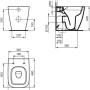 Technische Zeichnung: Ideal Standard i.life S Stand-WC, randlos, Tiefspüler, Abmessungen.
