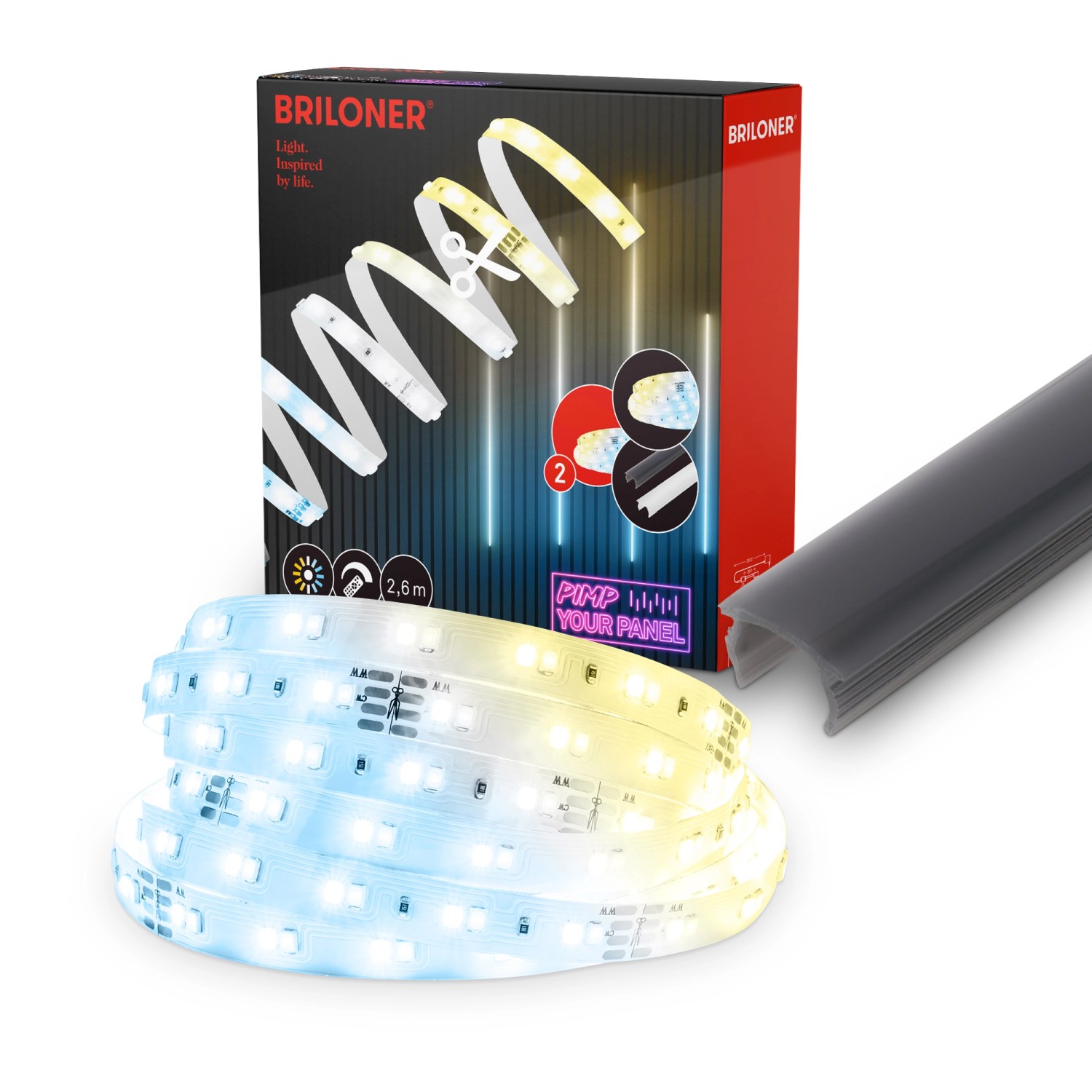 Briloner LED-Band Starter-Set mit RGB-Funktion 2,6 m