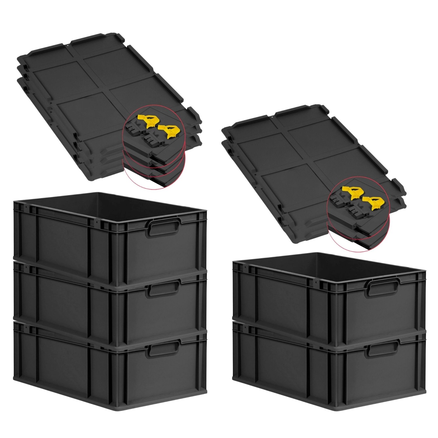 PROREGAL SuperSparSet 5x Eurobox Nextgen Grip Mit Scharnierdeckel Und Gelbe günstig online kaufen