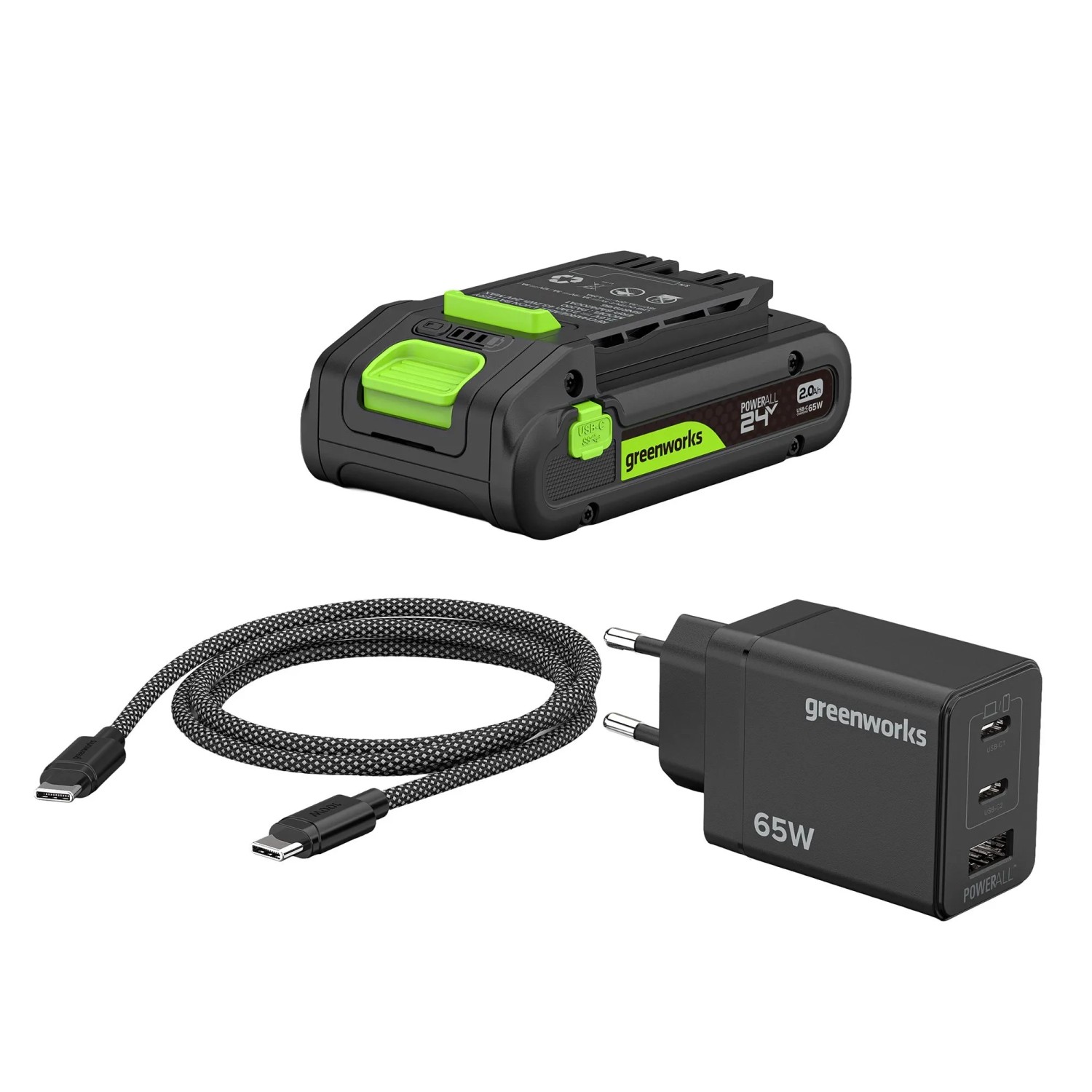 Greenworks Akku-Starter-Set K2S2BEAA1 Schwarz-Grün 24 V 2 AH