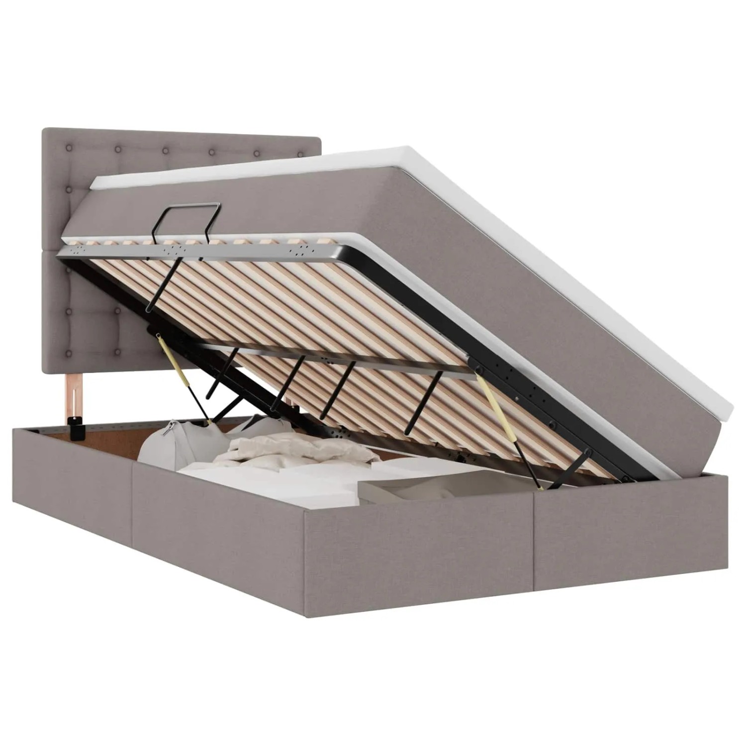 vidaXL Bett mit LED-Lichtleisten mit Kopfteil Taupe 120 x 200 cm Stoff 3372537