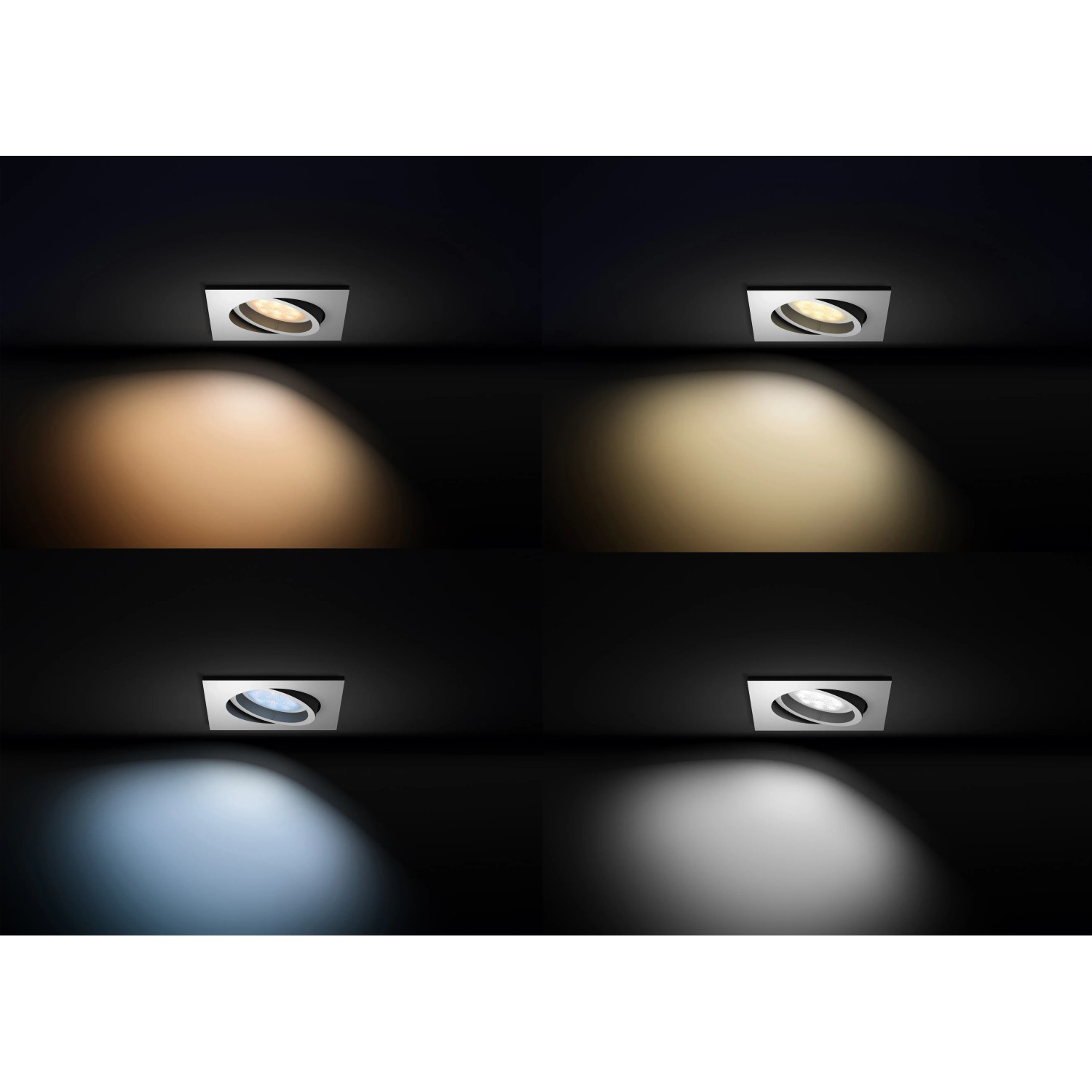 Philips Hue Milliskin LED-Einbauspot, rechteckig, Weiß, verschiedene Lichtfarben.