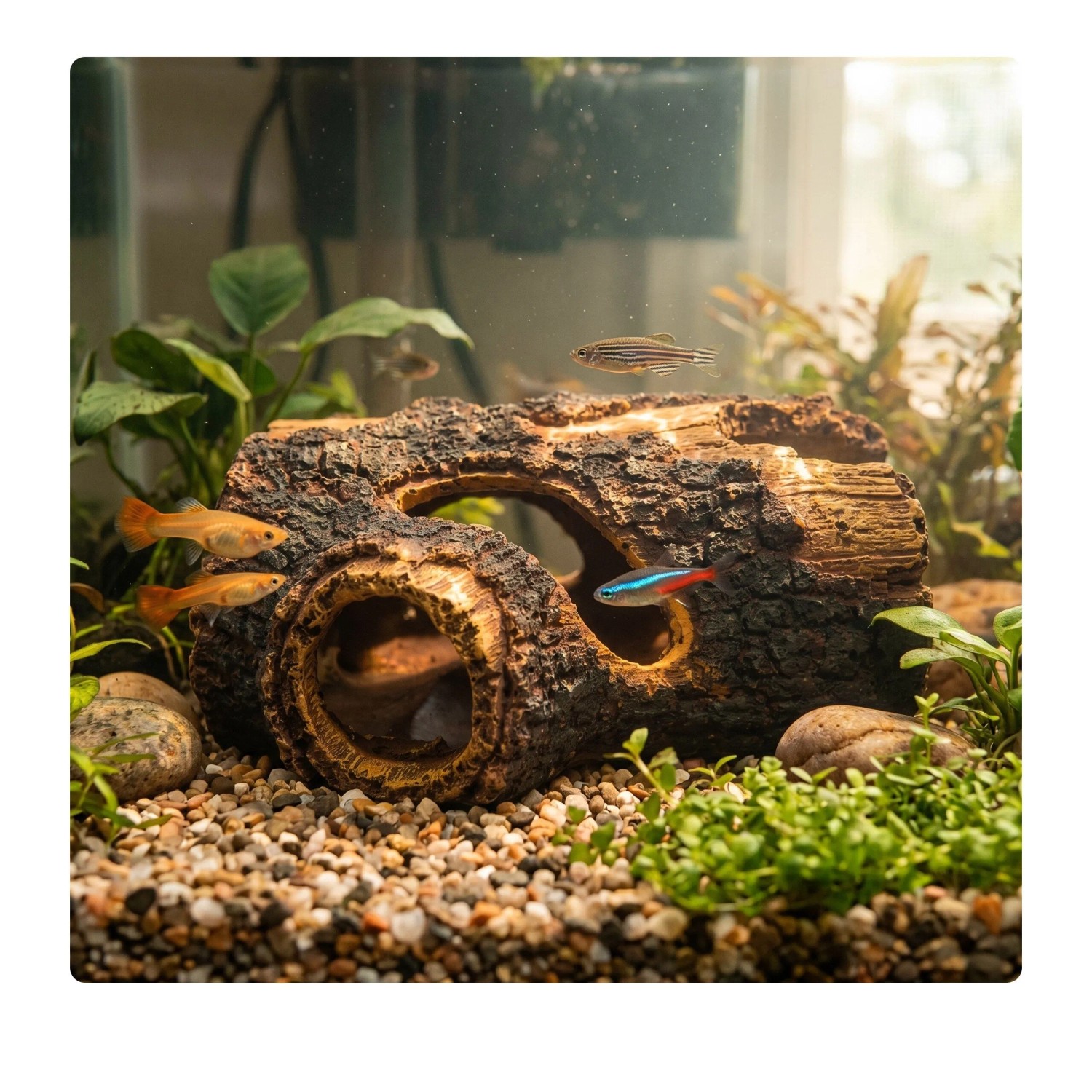 Relaxdays Aquariumdekoration Baumstamm Polyresin Braun Ungiftig Versteckhöhle für Süßwasser und Salzwasser 5,5 cm x 13,5 cm x 9 cm 0,14 kg_2