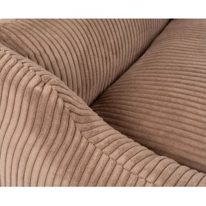 Detailaufnahme: Braunes Knuffelwuff Hundebett Olivia Cord XXL, weicher Cordstoff.