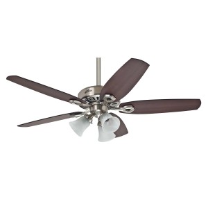 Deckenventilator Hunter Fans Builder Plus, 132 cm, Nickel gebürstet, mit Leuchten und Zugketten.
