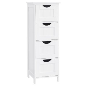 Songmics Badezimmerschrank Sofie, weißes Bad-Standregal mit 4 Schubladen.