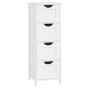 Songmics Badezimmerschrank Sofie, weißes Bad-Standregal mit 4 Schubladen.