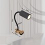 Globo Klemmleuchte Robby, graphit dunkel, mit Flexarm und Holz-Klemme. Praktische Leselampe für flexible Beleuchtung.