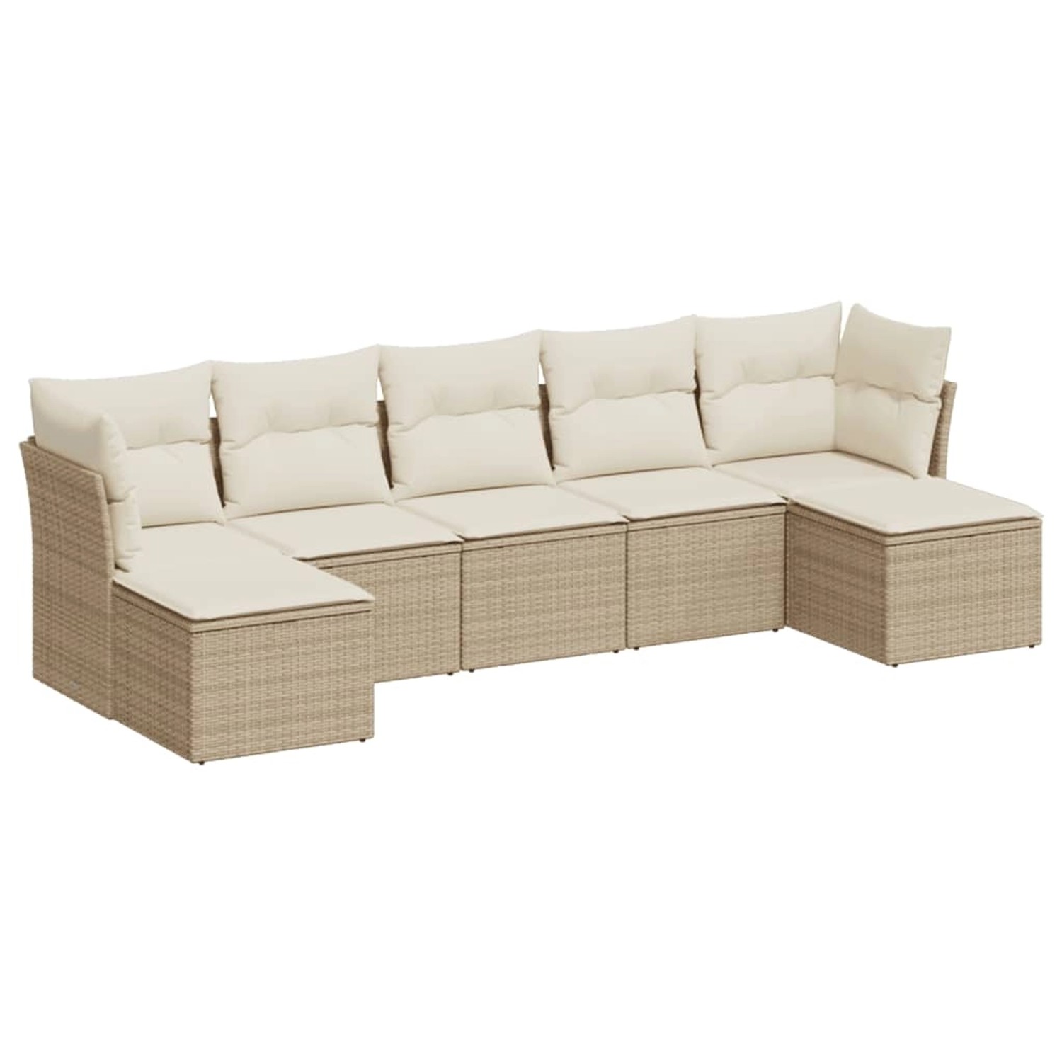 vidaXL 7-Tlg Garten-Sofagarnitur mit Kissen Beige Poly Rattan 3249867 günstig online kaufen