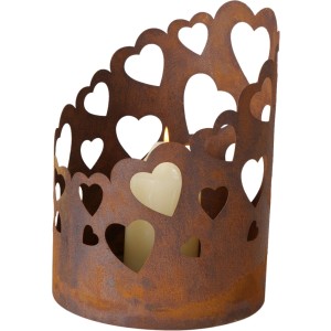 Windlicht Sera S von Boltze Selected: Braun, Eisen mit Herzmuster für stimmungsvolle Beleuchtung.
