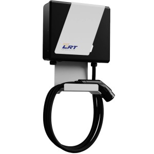 LRT Wallbox Ladestation mit Ladekabel, schwarz-weiß, für Elektroautos.