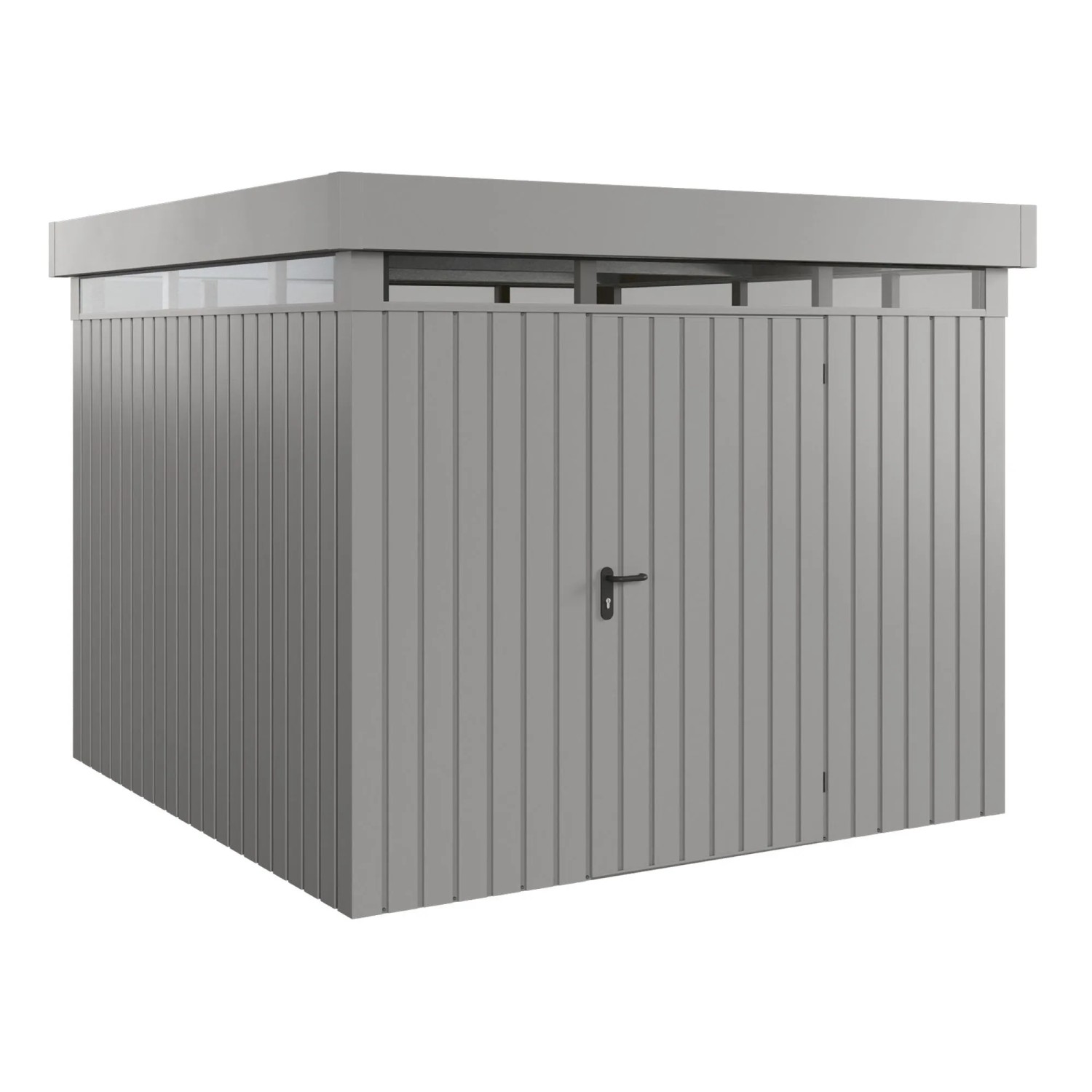 EcoStar Gerätehaus Euroline Flachdach Lichtband 277 cm x 277 cm Grau 1-flg.