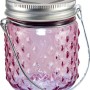 Pinkes Solar LED Glas, 7x8 cm, für stimmungsvolle Deko im Garten oder auf dem Balkon.