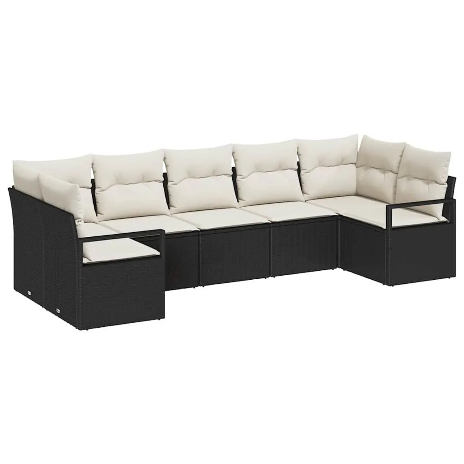vidaXL Gartensofa-set mit Kissen 7-Tlg Schwarz und Weiß Poly-Rattan 3355196 günstig online kaufen