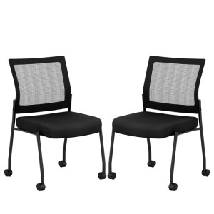 Costway Konferenzstühle 2er Set Stapelbare Besucherstühle mit Rollen