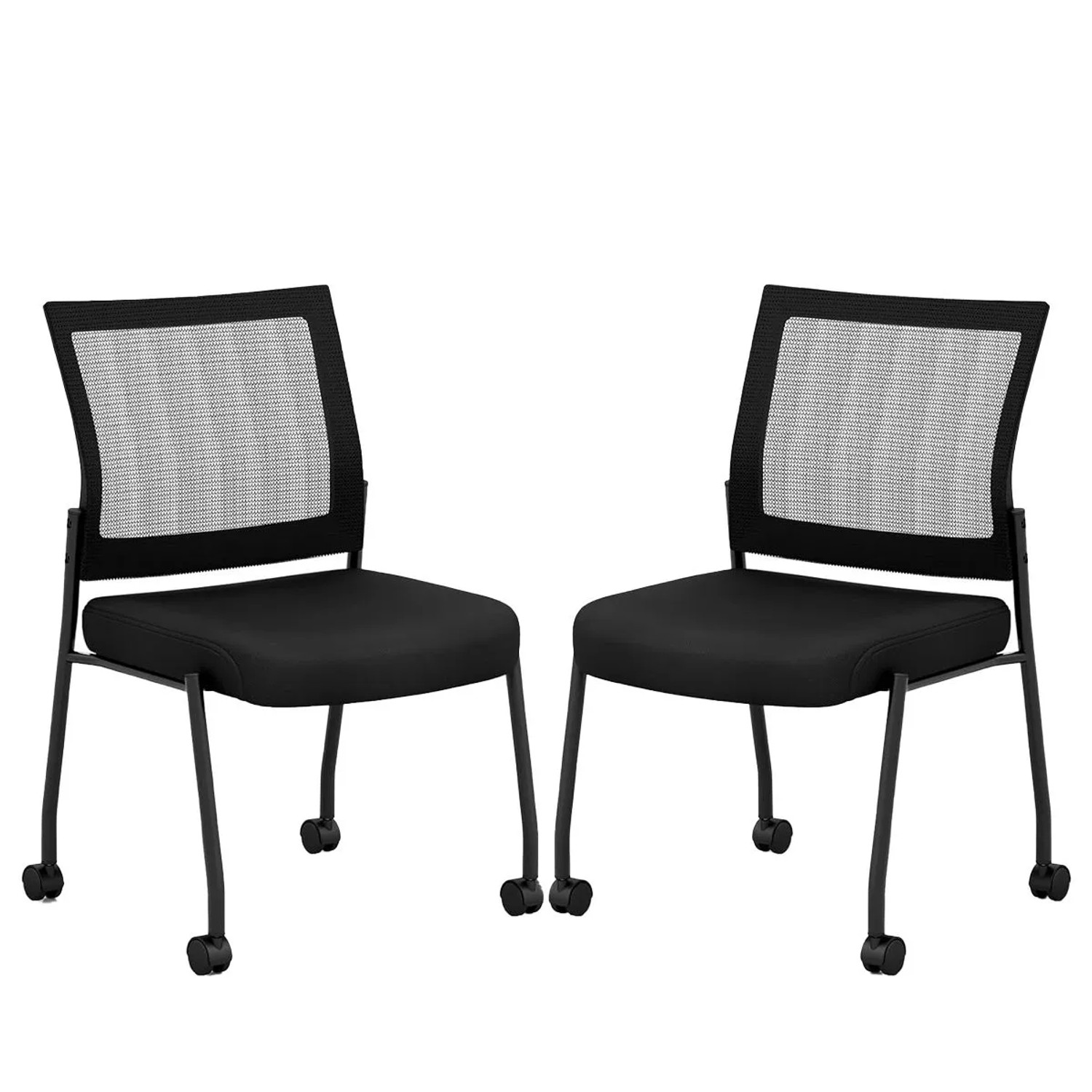 Costway Konferenzstühle 2er Set Stapelbare Besucherstühle mit Rollen