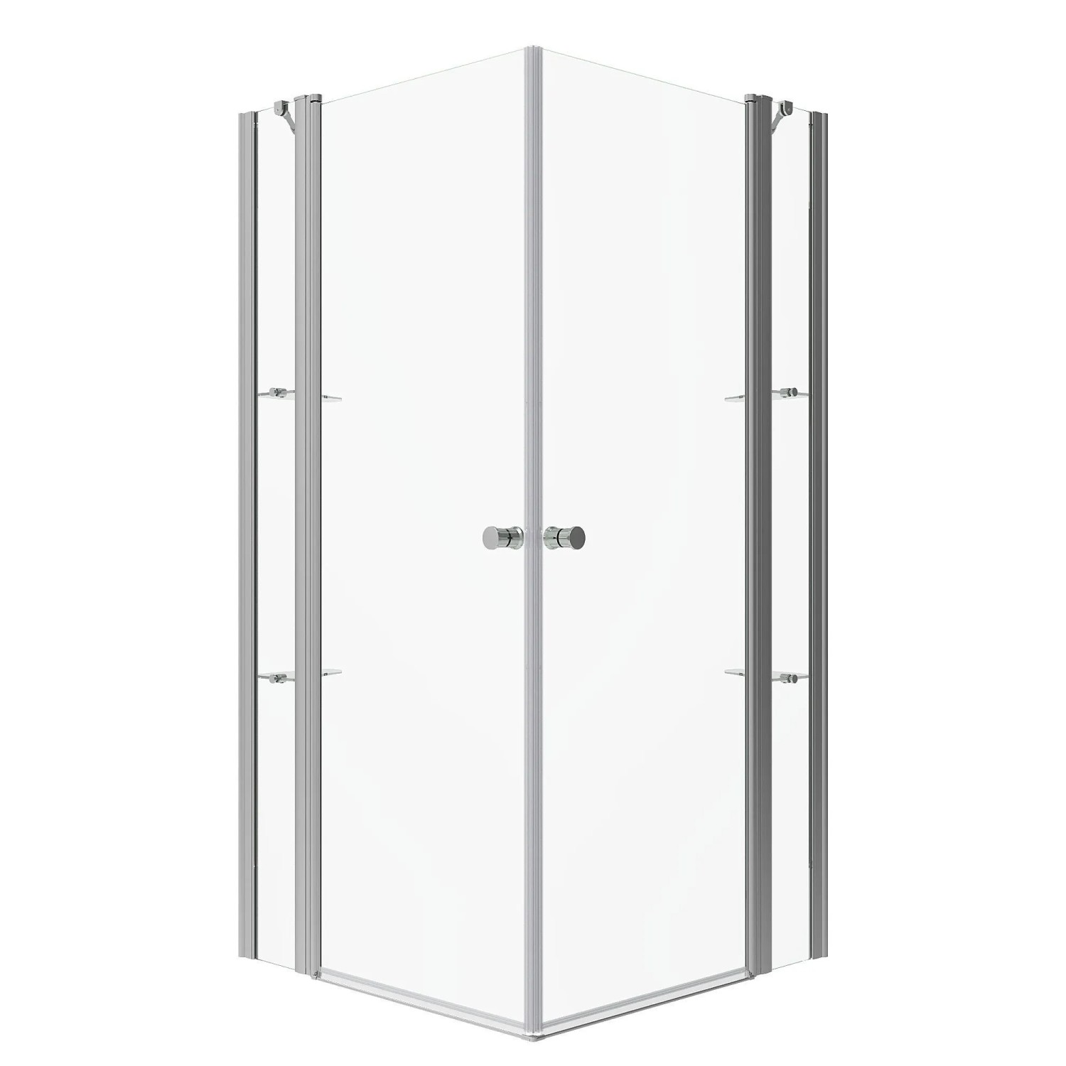 Aquabatos 110 x 110 cm Duschkabine Rechteck Duschabtrennung Dusche Pendeltür mit Eckregale Rahmenlose Eckdusche Duschwand Höhe 187 cm 20 cm Festteil