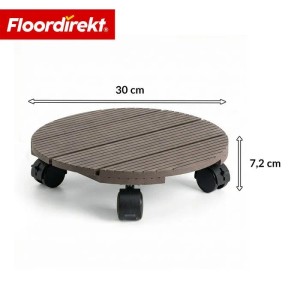 Floordirekt WPC Pflanzenroller Countess, Ø 30cm, braun, mit 4 Rollen und Feststellbremse.