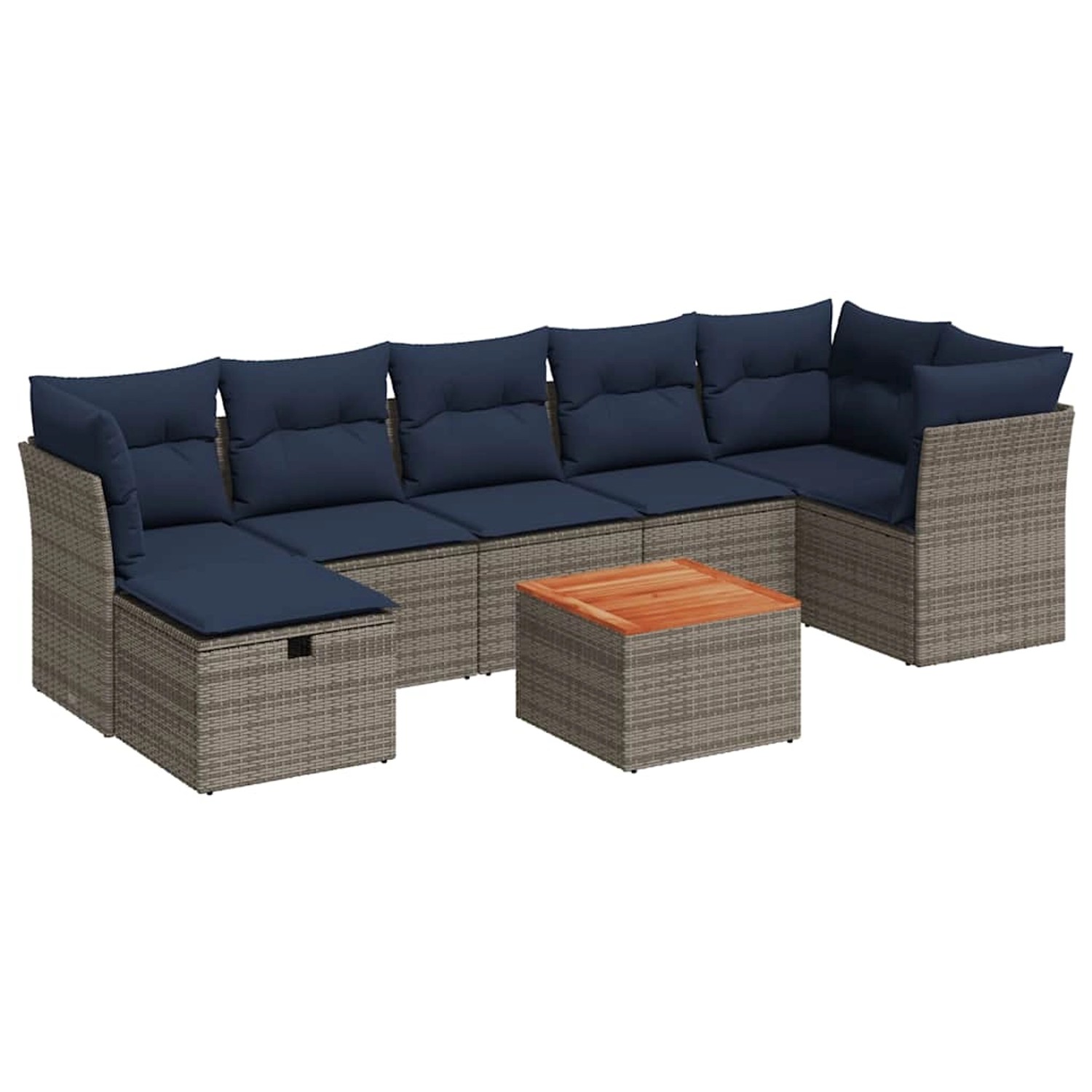 vidaXL 8-Tlg Garten-Sofagarnitur mit Kissen Grau Poly Rattan 3325771