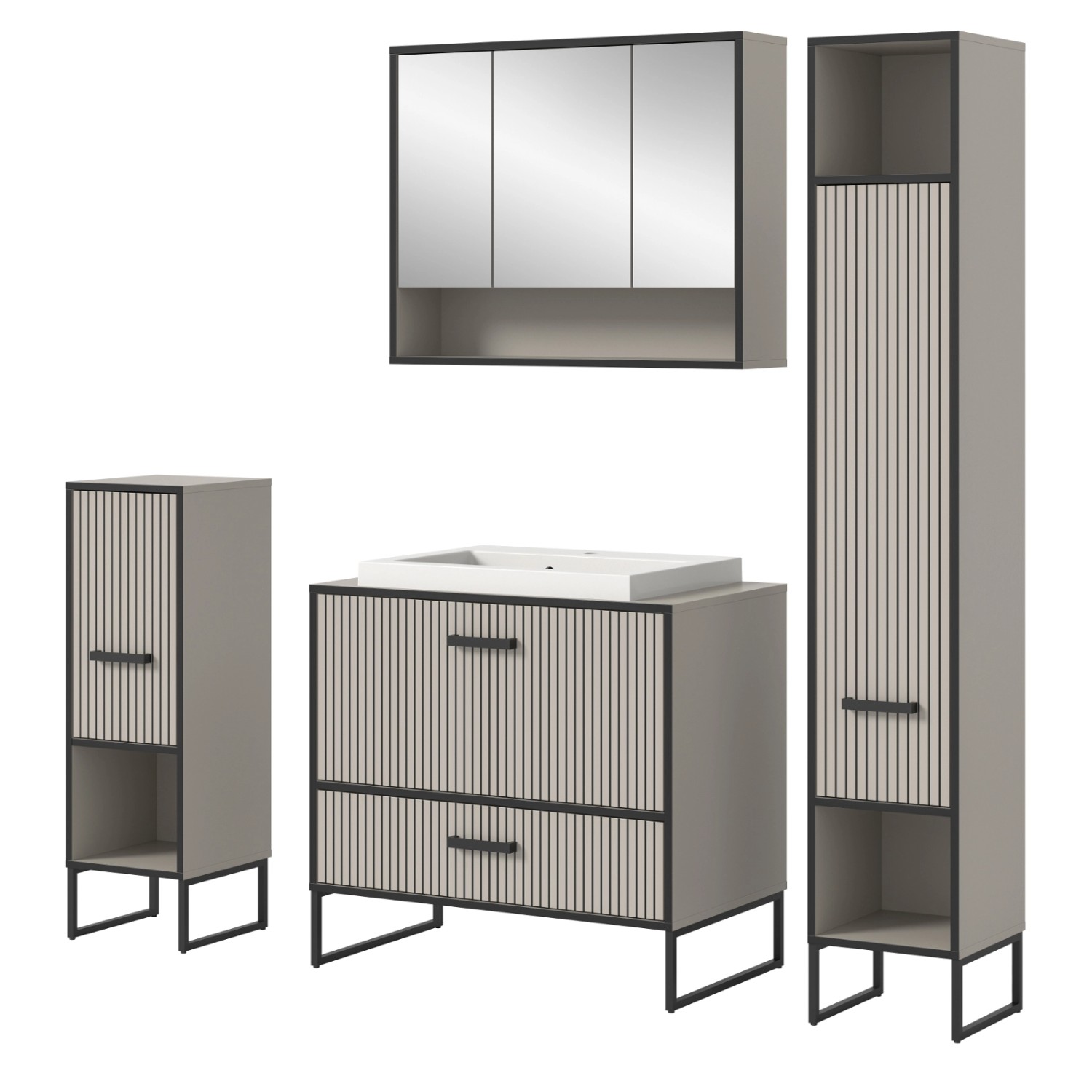 Inn.Furn Badmöbel Set in Sand mit Waschbecken 170 cm Scana günstig online kaufen