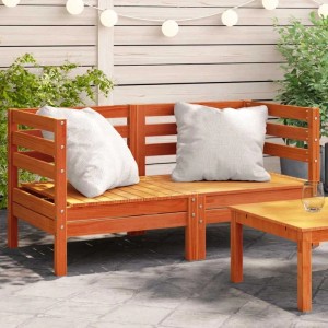 vidaXL Garten-Ecksofas 2 Stk Wachsbraun Massivholz Kiefer 837988