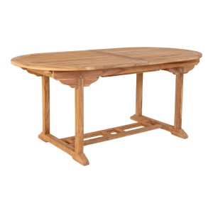Ausziehbarer Gartentisch Salamanca aus Teakholz, Naturholz-Optik.