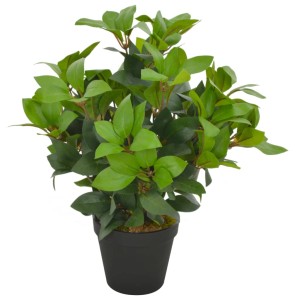 Künstlicher Lorbeerbaum (40 cm) im Topf, grüne Kunstpflanze für Innenräume.
