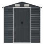 vidaXL Gerätehaus, anthrazitfarben, aus verzinktem Stahl, mit Doppeltür und Lüftungsöffnungen.