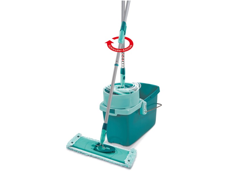 Leifheit Clean Twist XL Rectangle Mop/Sweeper Set with Mop and Spin Bucket,  Turquoise