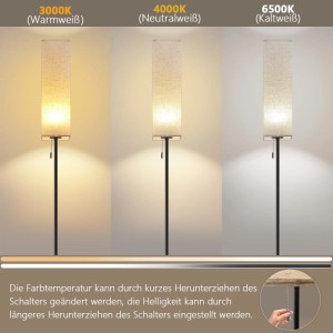 NETTLIFE LED Stehlampe aus Textil L151cm Schwarz