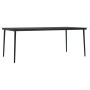 Schwarzer vidaXL Gartentisch aus Akazienholz und Stahl, Teil der 9-tlg. Garten-Essgruppe.